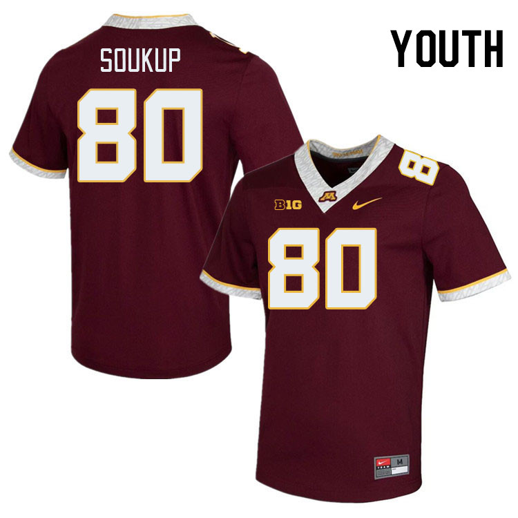 Youth #80 Alan Soukup Minnesota Golden Gophers College Football Jerseys Stitched-Maroon